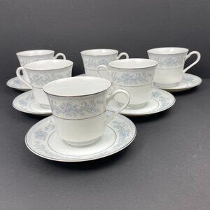 Set of 6 Mikasa Fine China Tea Cup & Saucer Duos – “Dresden Rose” L9009 – Japan